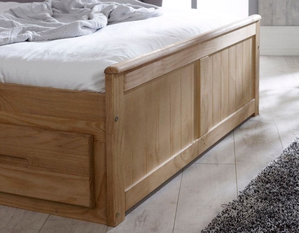 Pine double bed with drawers sale