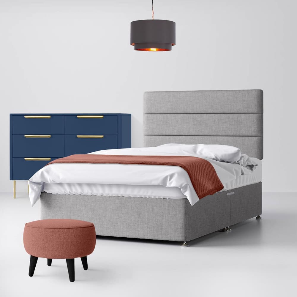 Silver Fabric Divan Cornell Line Headboard Happy Beds