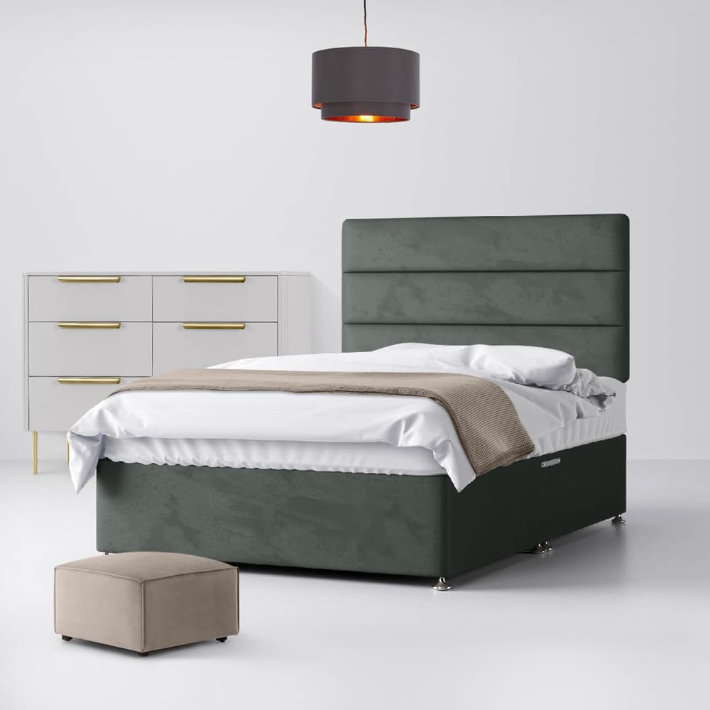 Graphite Velvet Divan Cornell Line Headboard Happy Beds