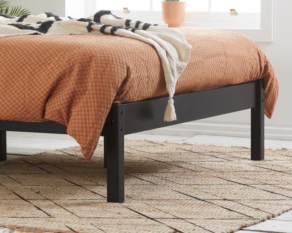 Black wood platform new arrivals bed frame queen