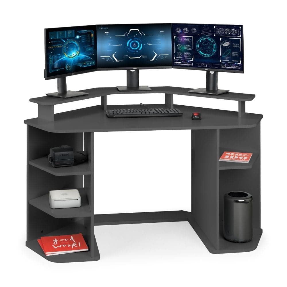 Black corner top desk gaming