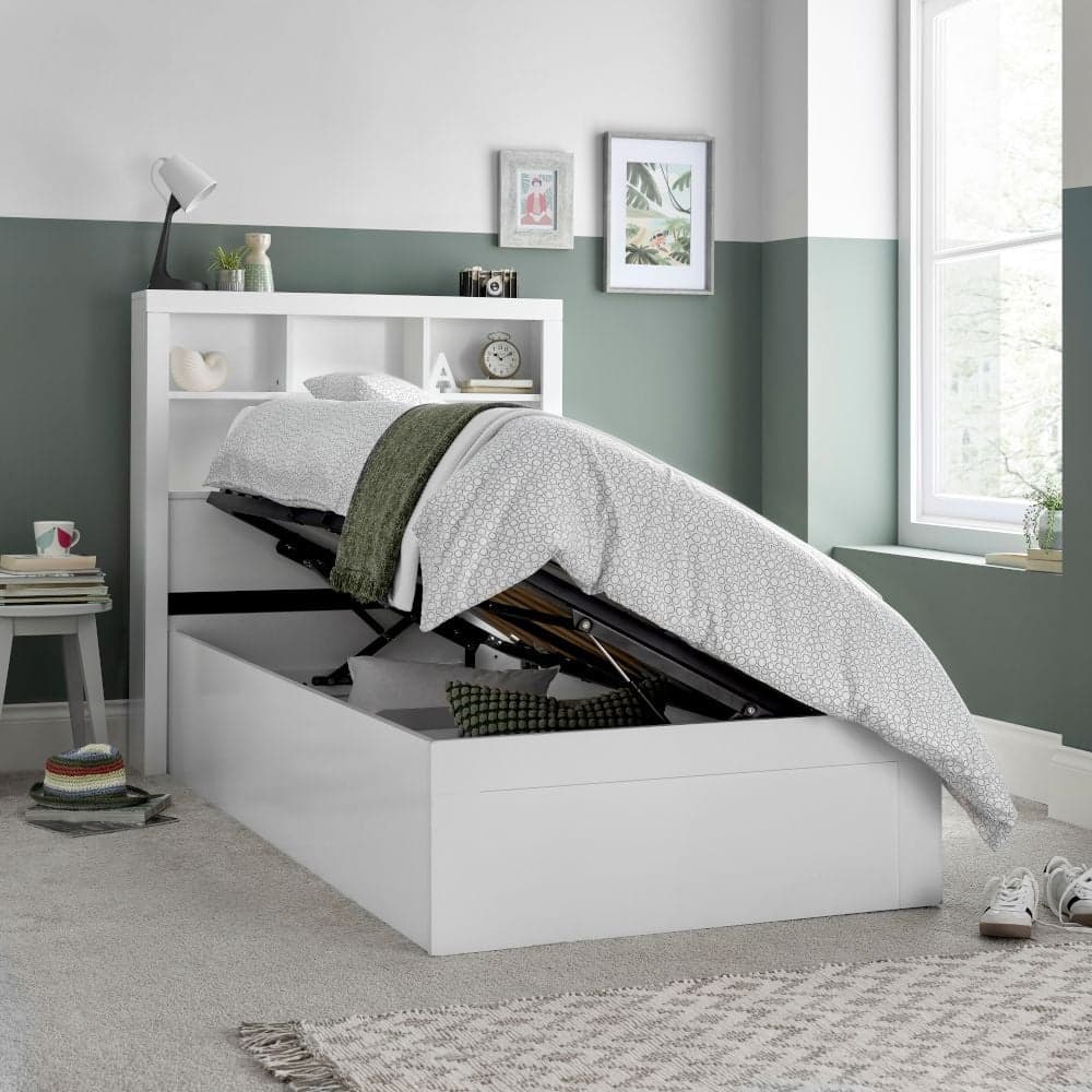 White ottoman shop single bed