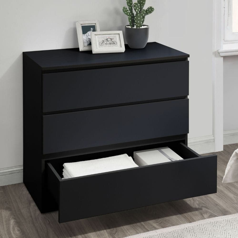 3 drawer cheap black chest