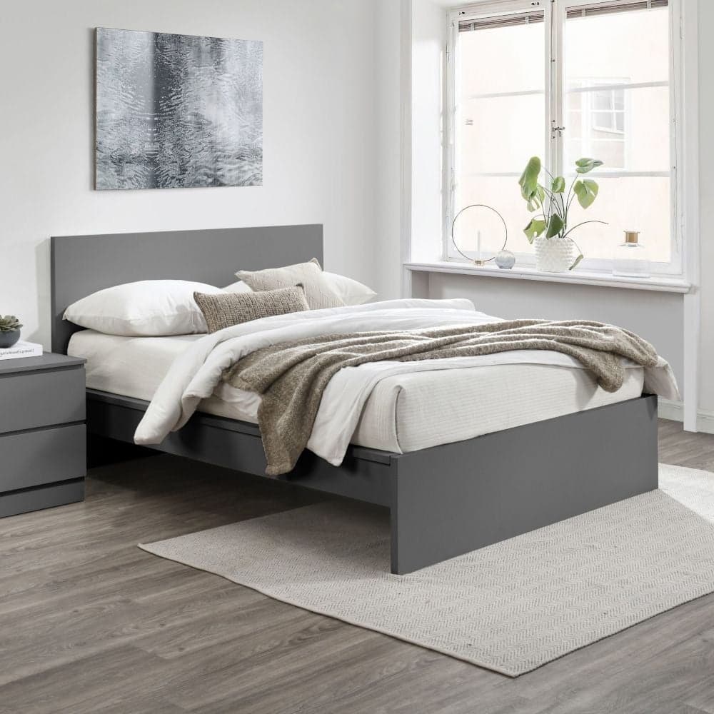 Grey wood full bed frame deals