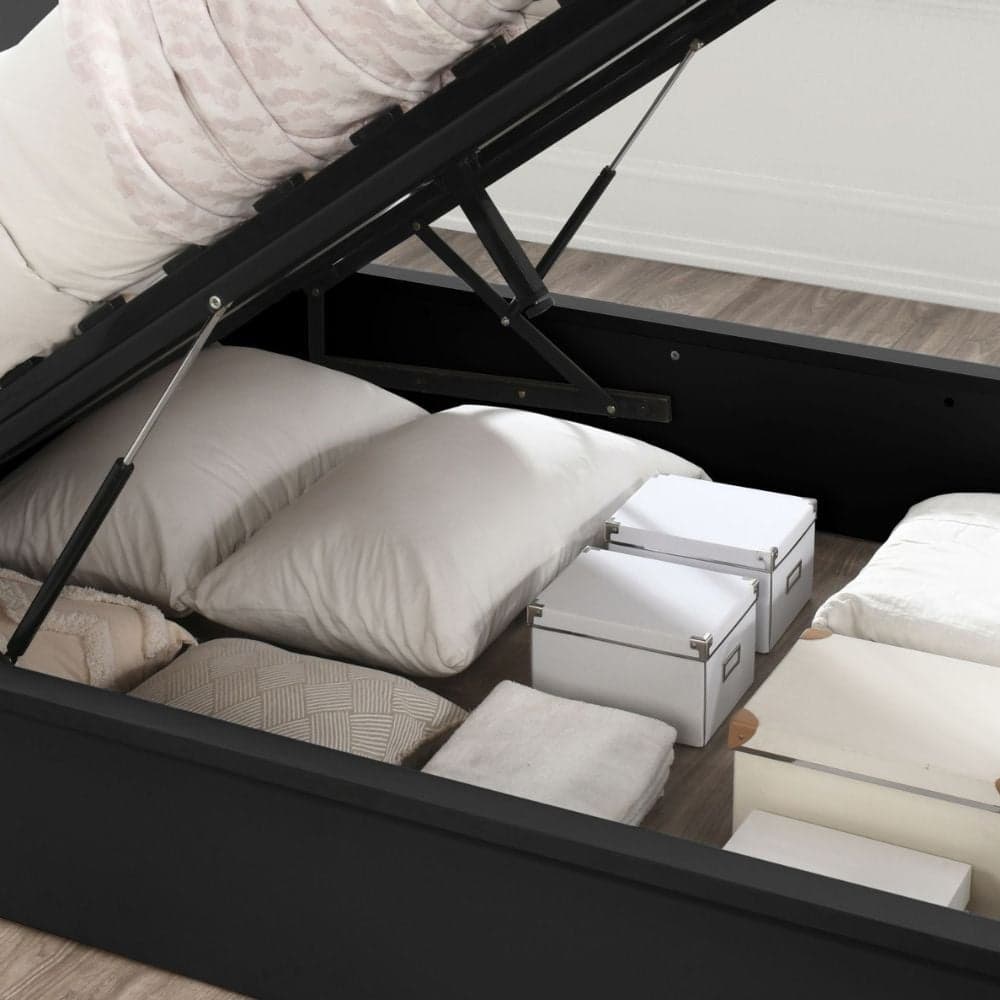 Oslo Black Wooden Ottoman Storage Bed Happy Beds
