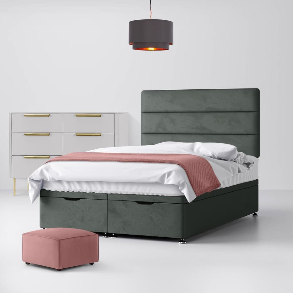 Graphite Velvet Divan Cornell Line Headboard Happy Beds