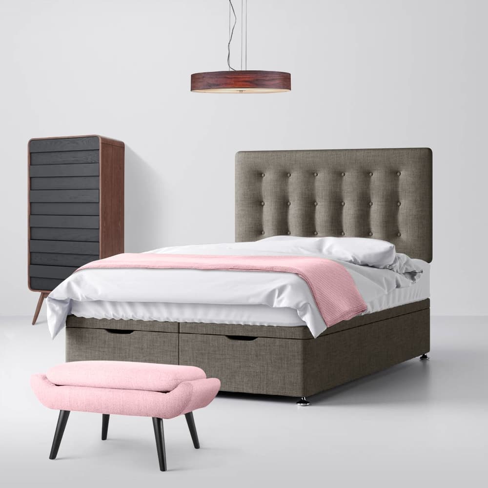 Grey Fabric Divan Cornell Button Headboard Happy Beds