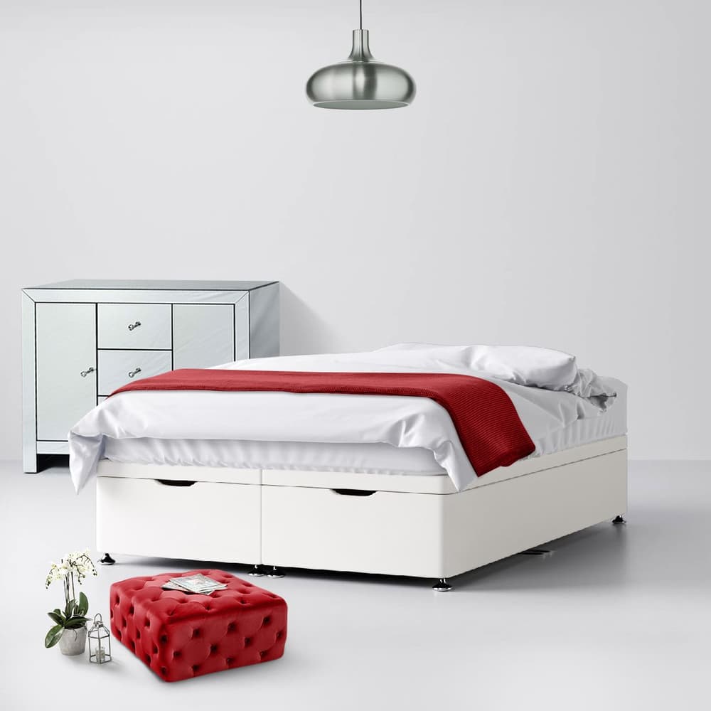 Classic White Fabric Ottoman Divan Bed 2ft6 Happy Beds