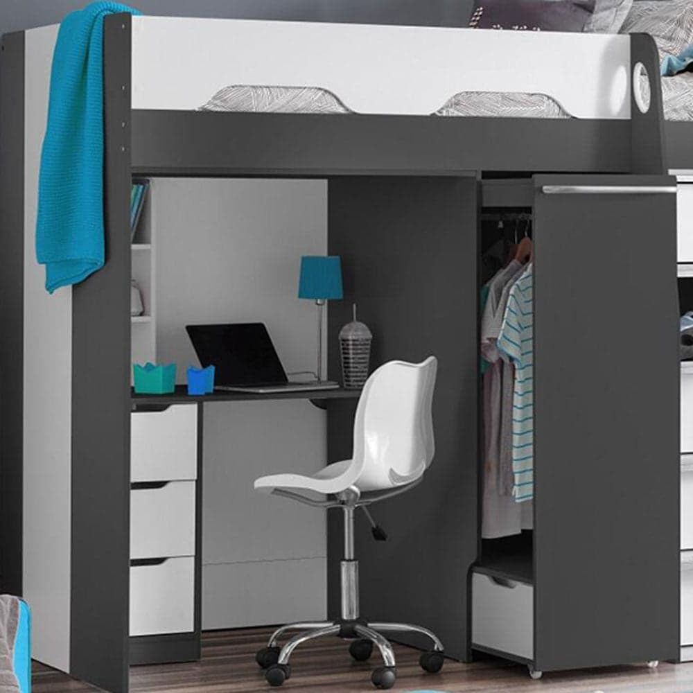 Pegasus Grey and White Wooden High Sleeper Happy Beds