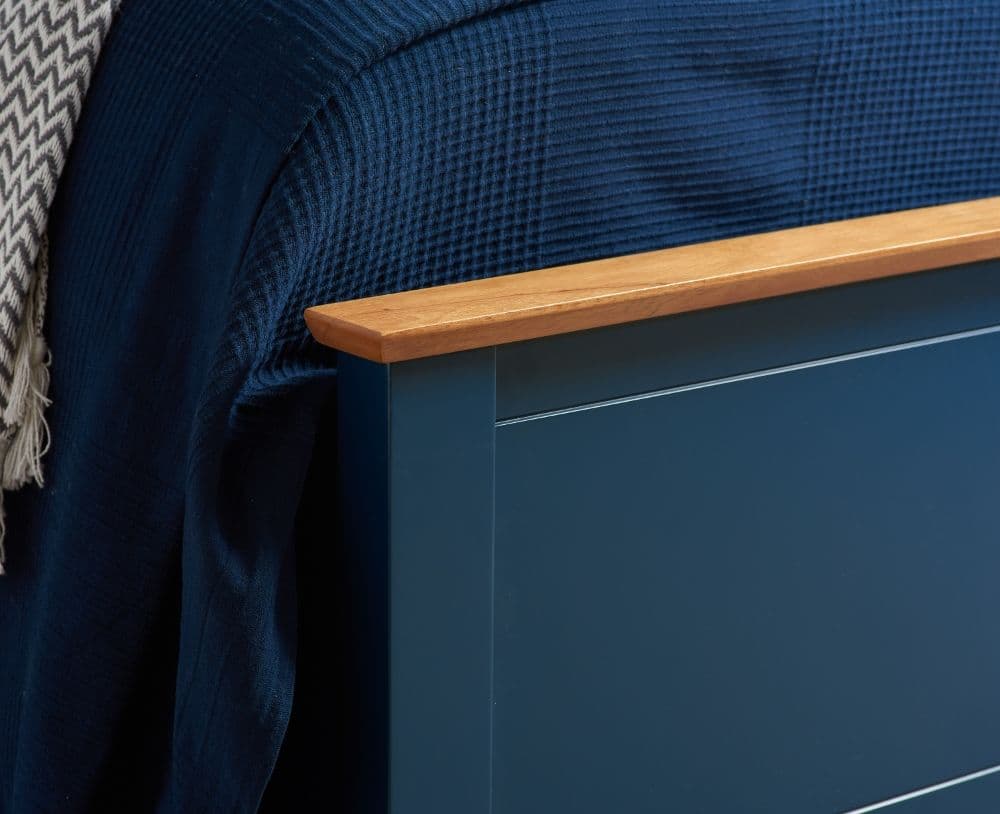 Phoenix navy blue wooden shop ottoman storage bed