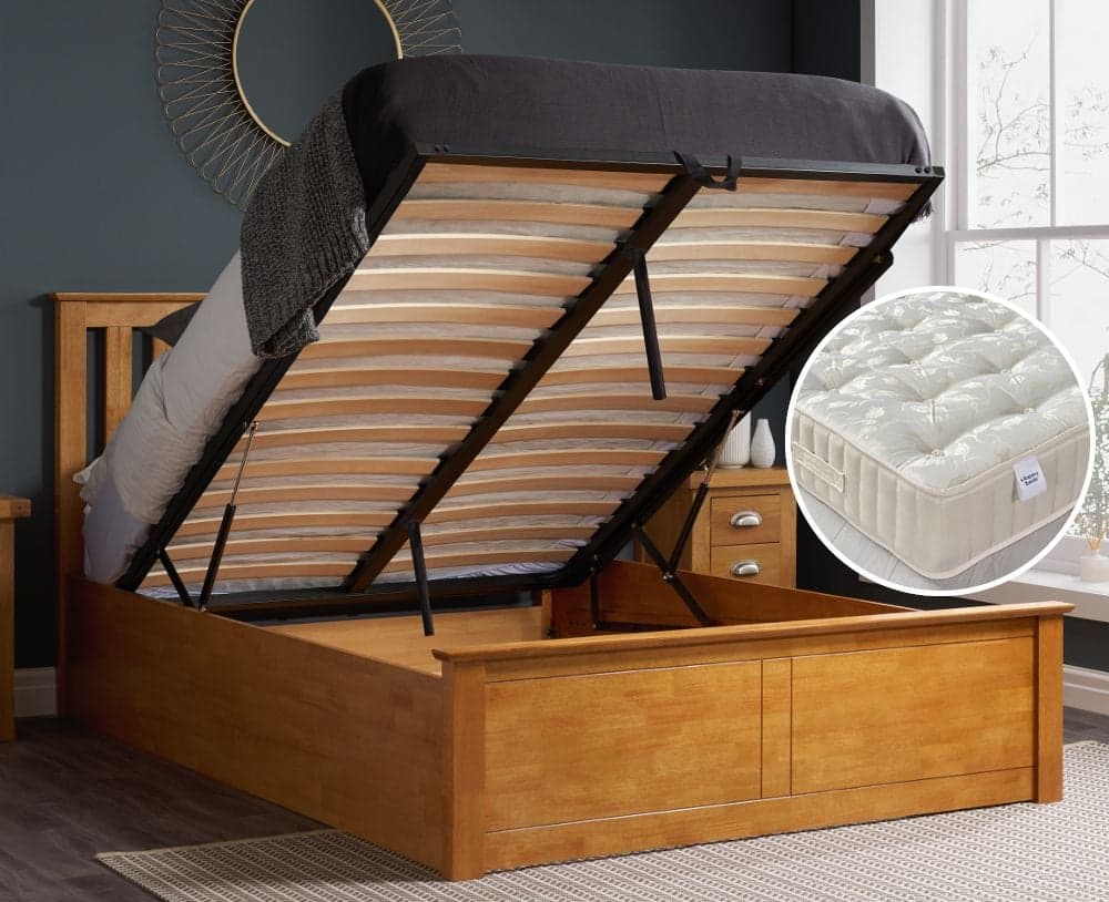 King size wooden shop ottoman bed frame