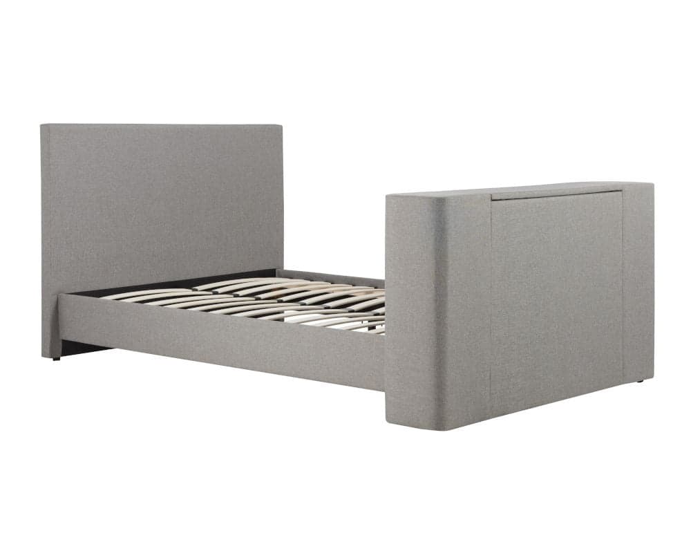 Plaza Grey Fabric Electric Media TV Bed Frame 5ft King Size