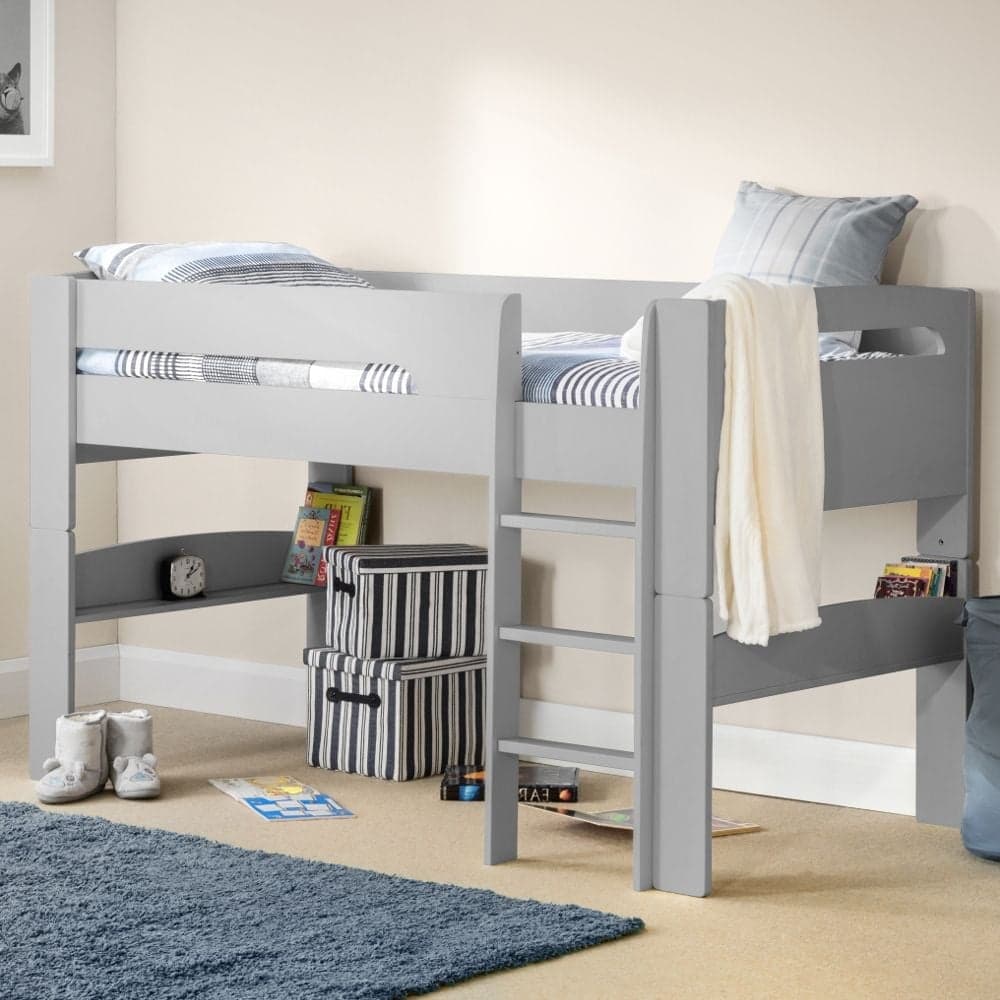 Pluto Dove Grey Wooden Mid Sleeper Happy Beds