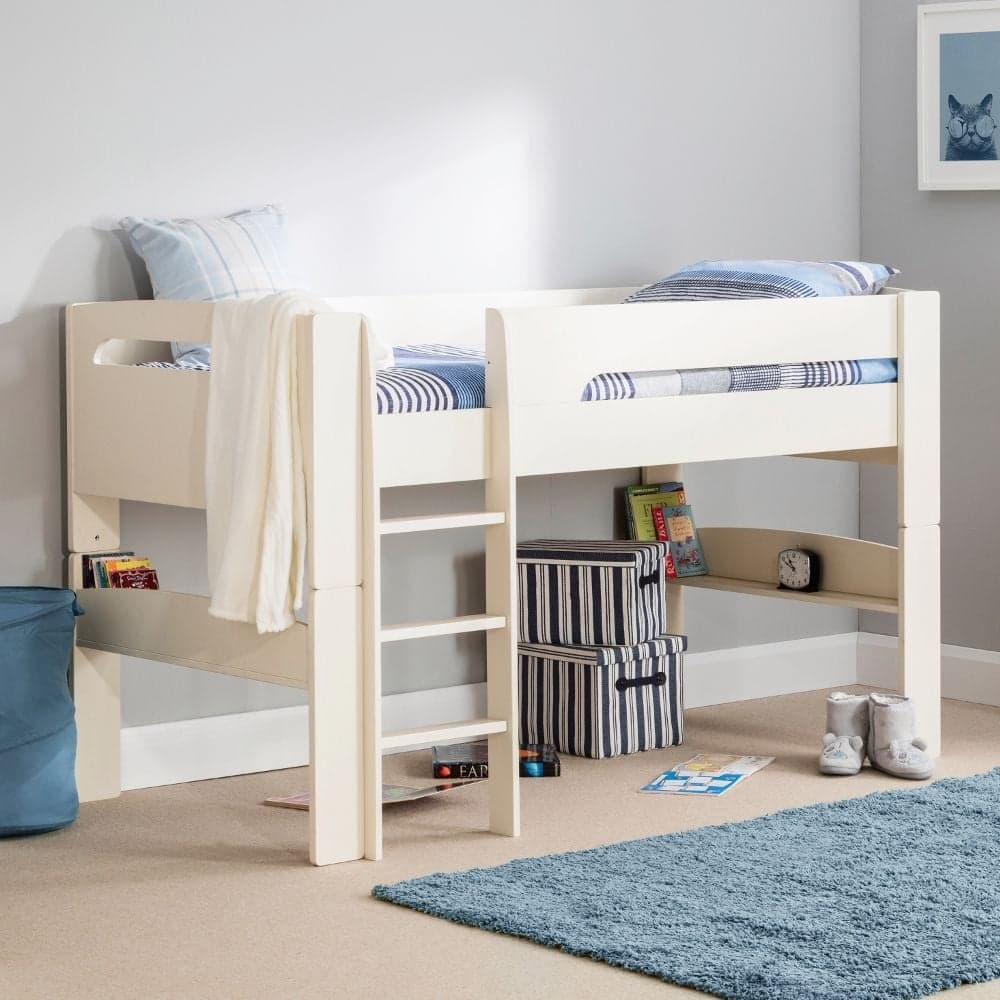 White wooden mid sleeper bed store