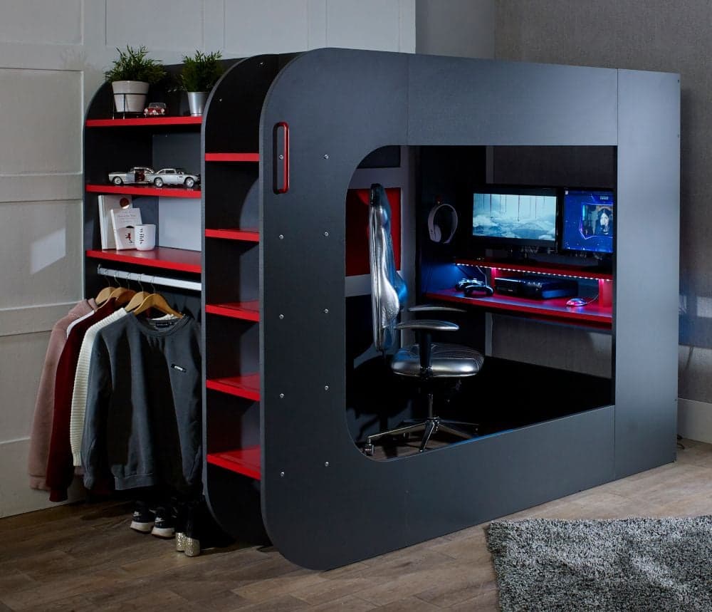 High bed hotsell with gaming desk