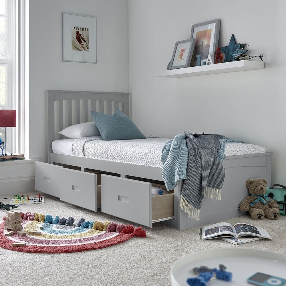 Single grey new arrivals bed with drawers