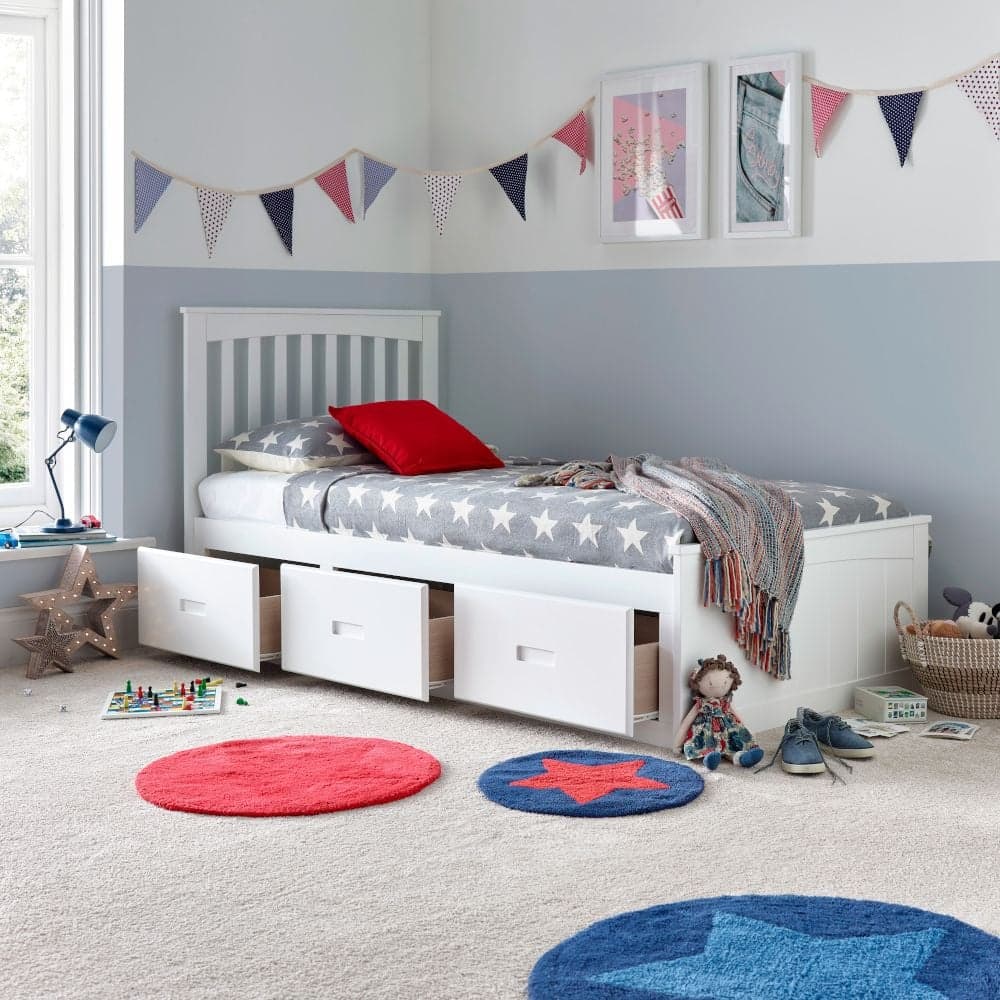 Quest White Wooden 3 Drawer Storage Bed Happy Beds