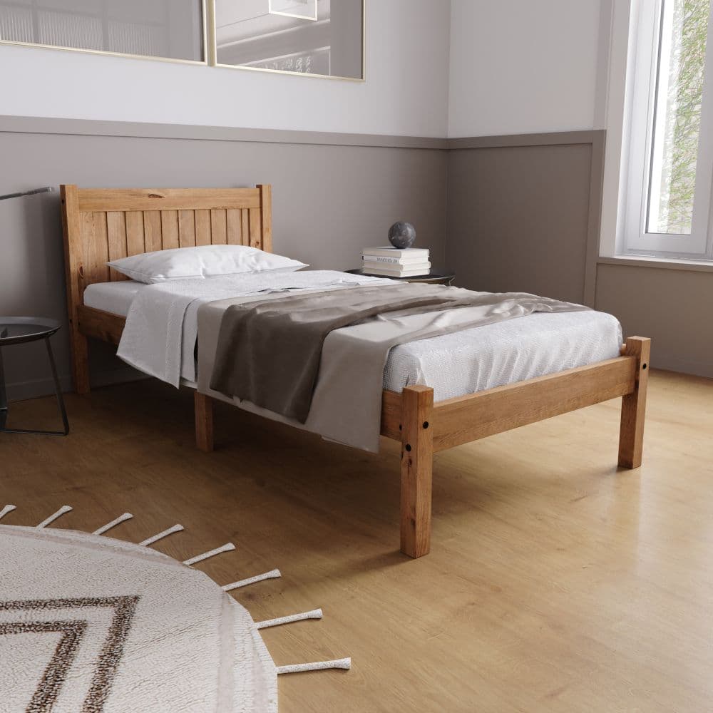 Rio Waxed Solid Pine Wooden Bed Happy Beds