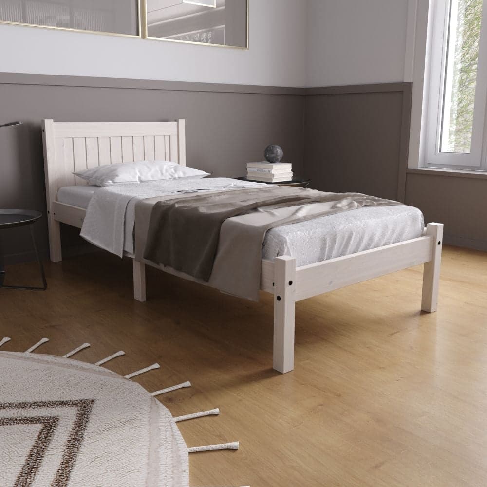 Rio White Washed Pine Wooden Bed Happy Beds