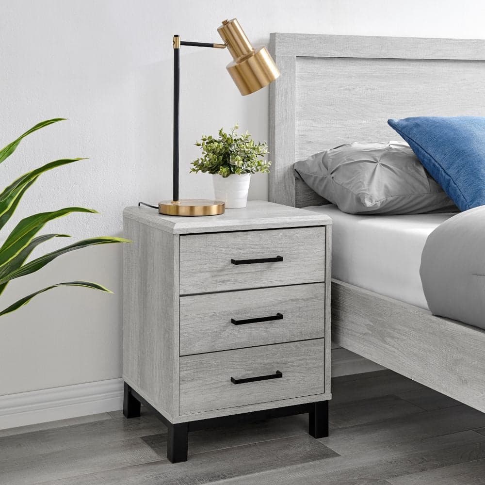 Grey and oak bedside hotsell table
