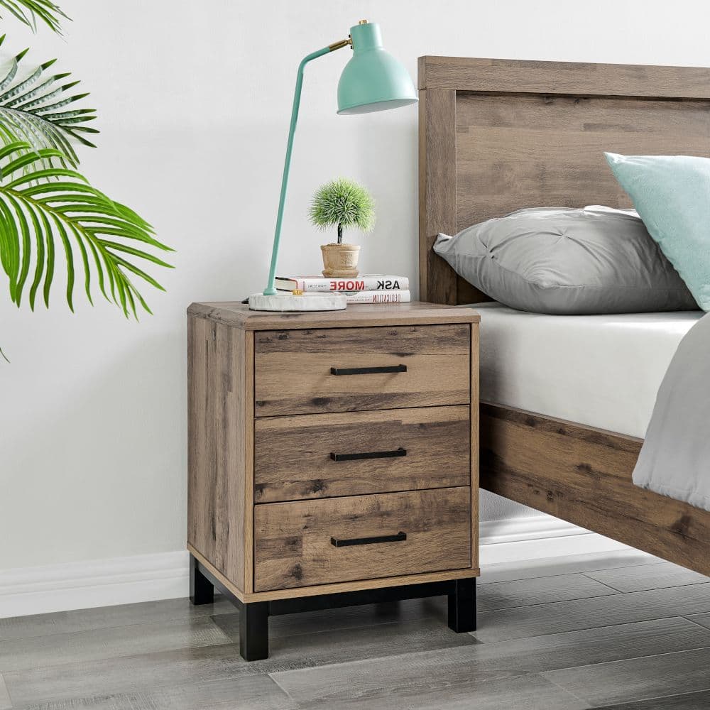 Wood nightstand with shop drawers