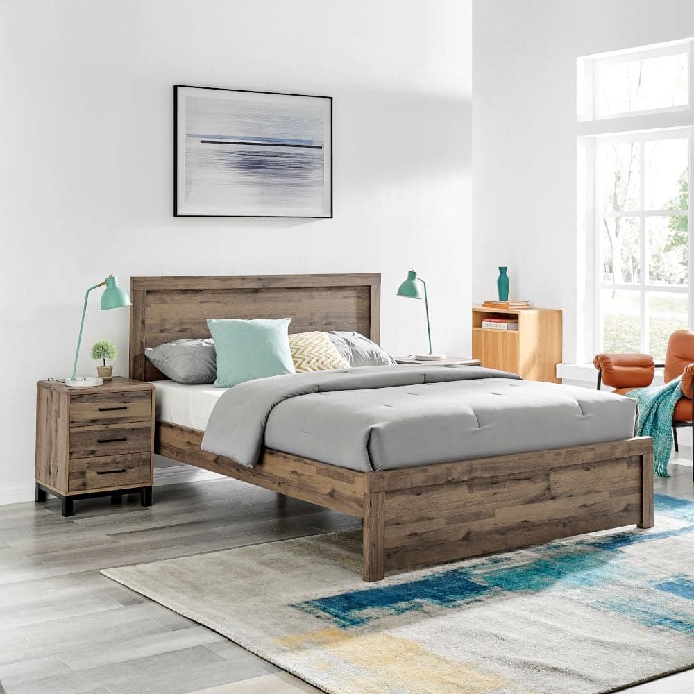 Light wood bed frame on sale queen