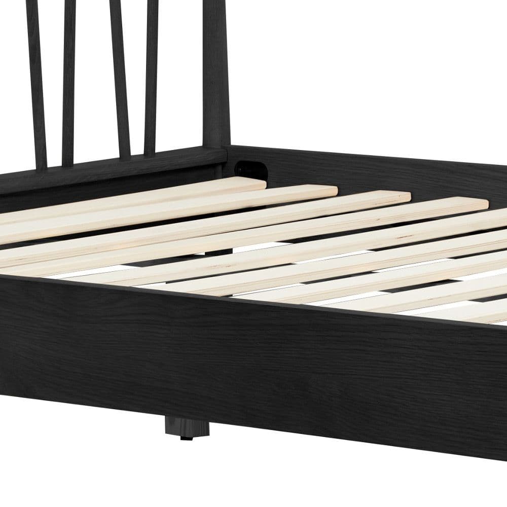 Black wood deals twin bed frame