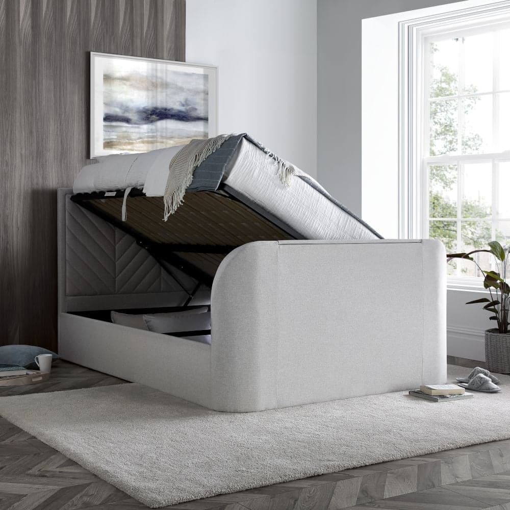 Sherlock Natural Fabric Ottoman TV Bed Happy Beds