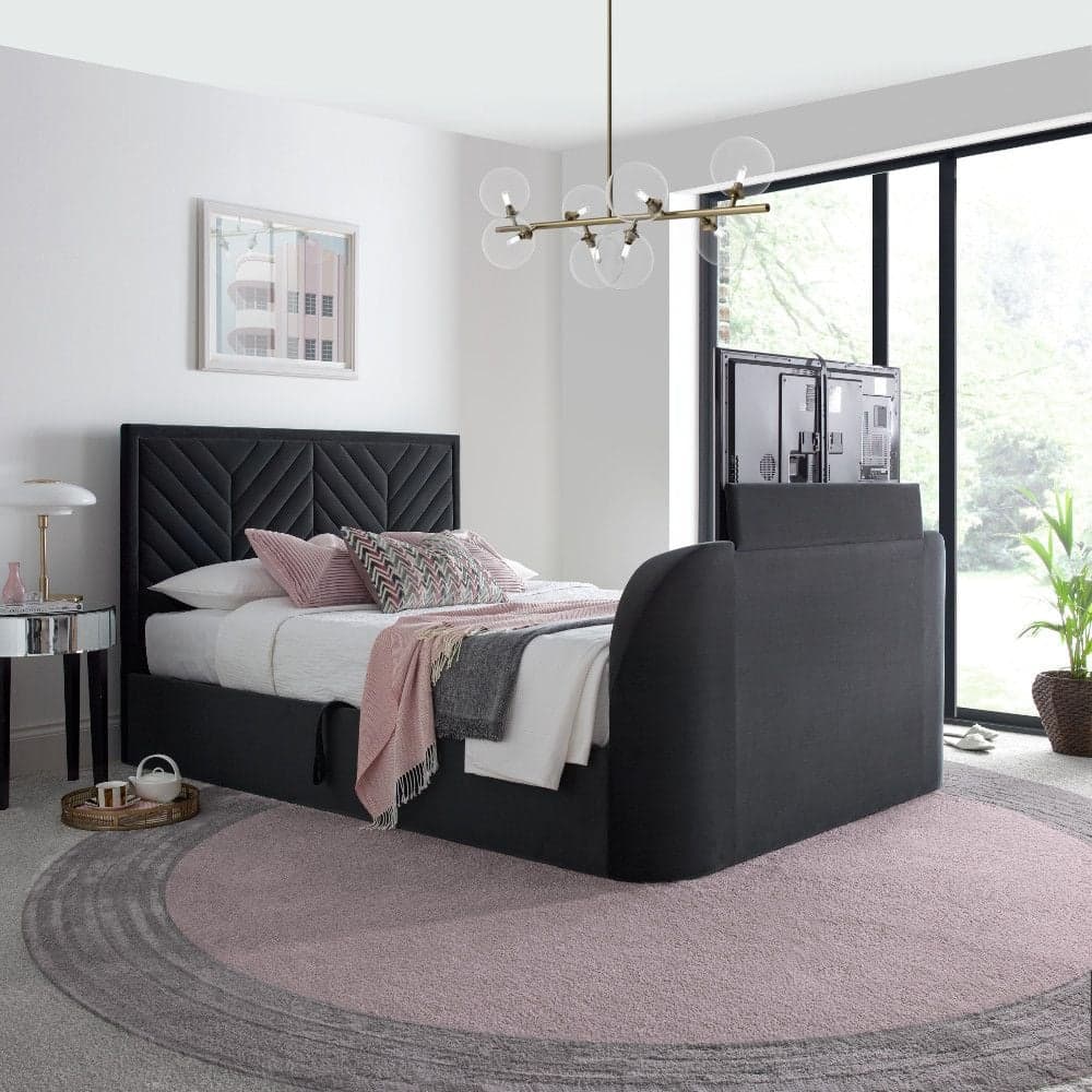 Grey velvet tv on sale bed
