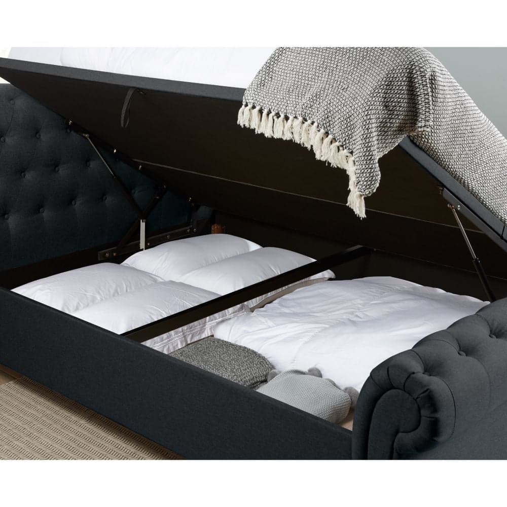 Ottoman scroll online sleigh bed