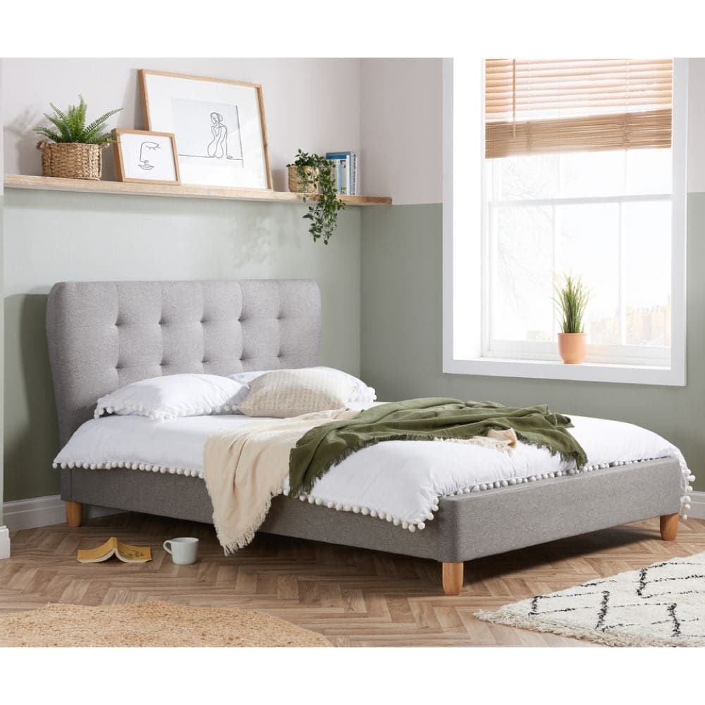 Stockholm Grey Fabric Bed Beds Happy Beds