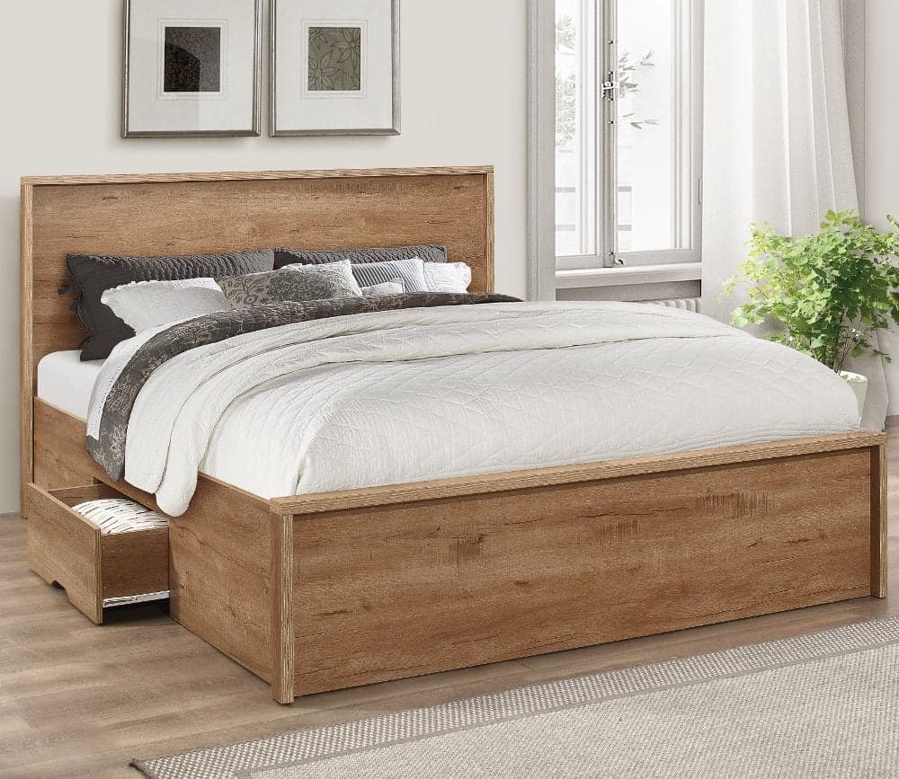Wooden bed frame full with deals storage