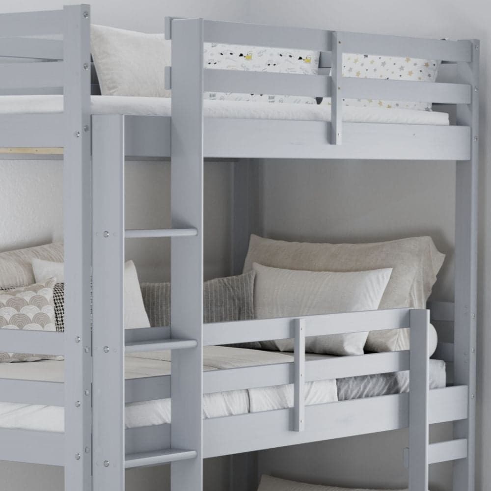 Tressa Grey Wooden Triple Bunk Bed Happy Beds