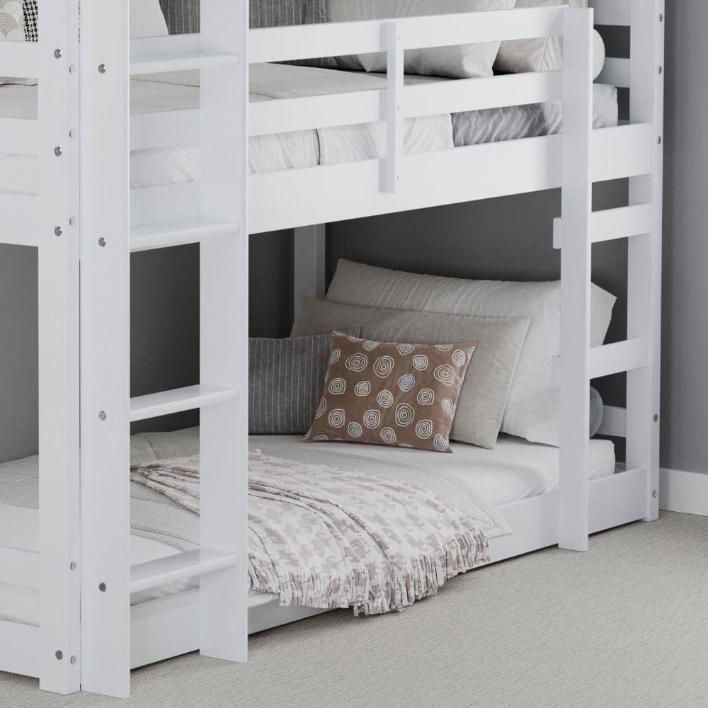 Tressa White Wooden Triple Bunk Bed Happy Beds
