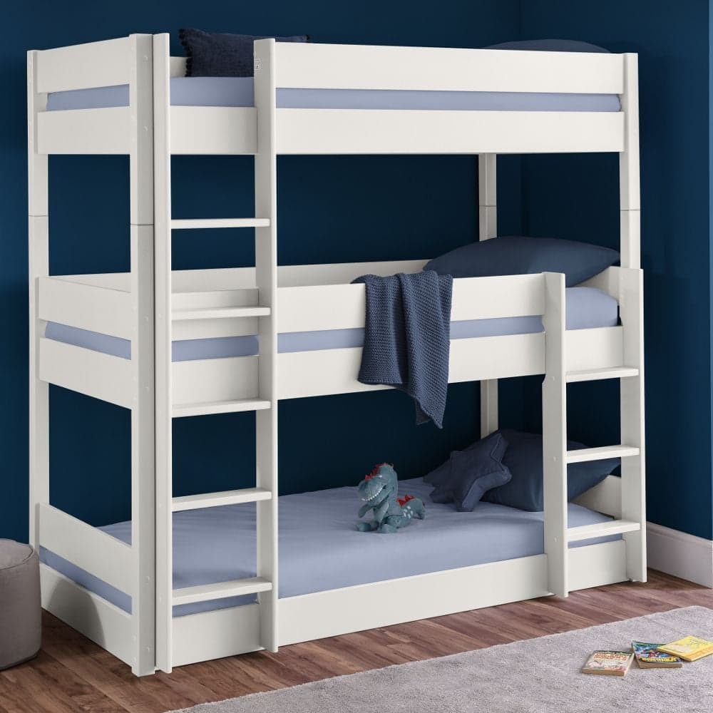 Trio White Wooden Triple Sleeper Bunk Bed Happy Beds