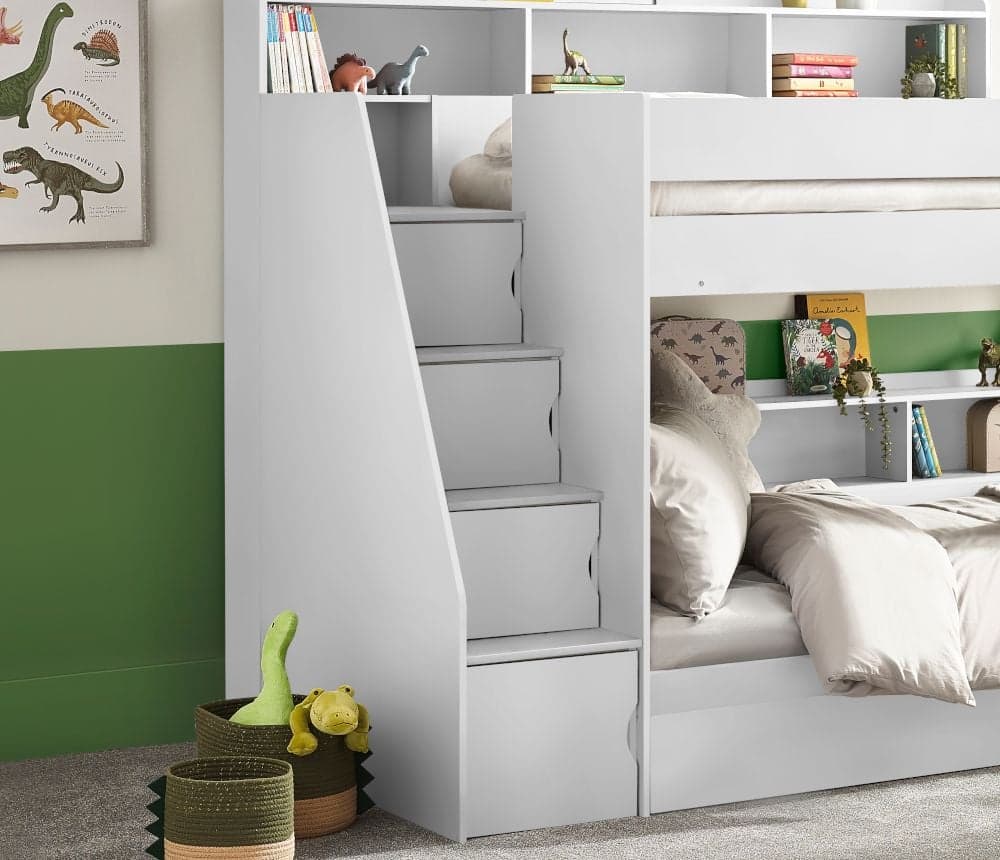 Wooden bunk bed sale stairs