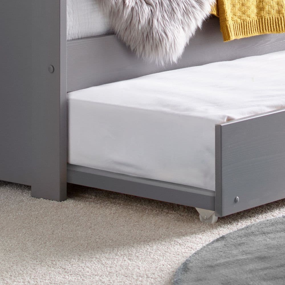 Tyler Grey Wood Day Bed with Guest Bed Trundle Happy Beds