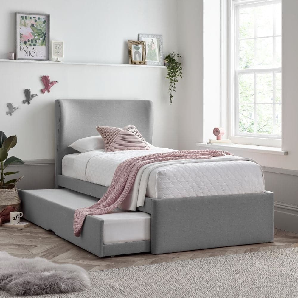Una Grey Fabric Guest Bed with Trundle Happy Beds