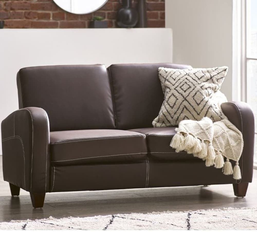 Brown faux leather cheap sleeper sofa