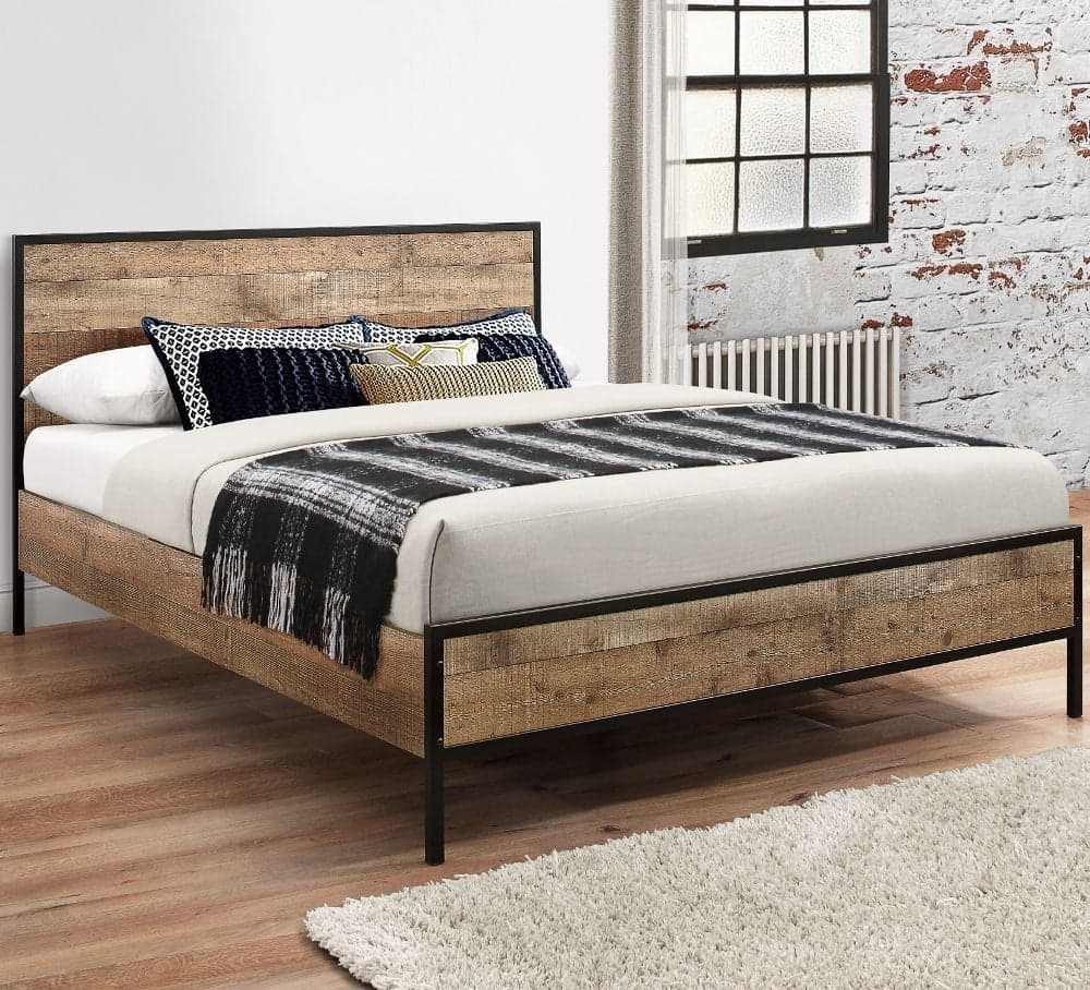Wood and metal platform bed outlet frame