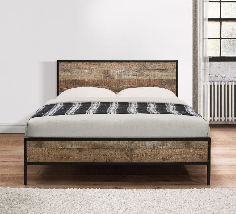 Urban Rustic Wooden and Metal Bed Happy Beds