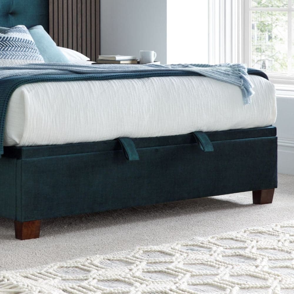 Walkworth Blue Fabric Ottoman Storage Bed Happy Beds