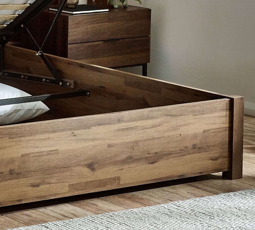 Westbrook Rustic Wooden Platform Ottoman Storage Bed | Happy Beds
