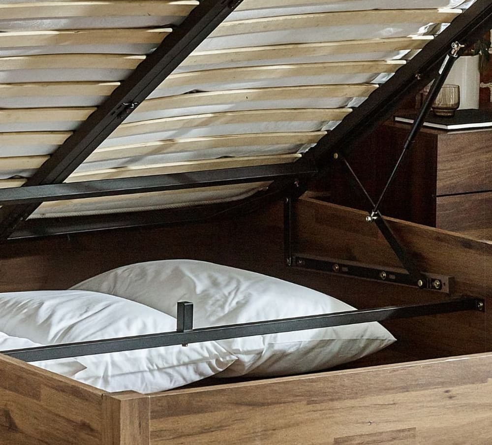 Westbrook Rustic Wooden Platform Ottoman Storage Bed | Happy Beds