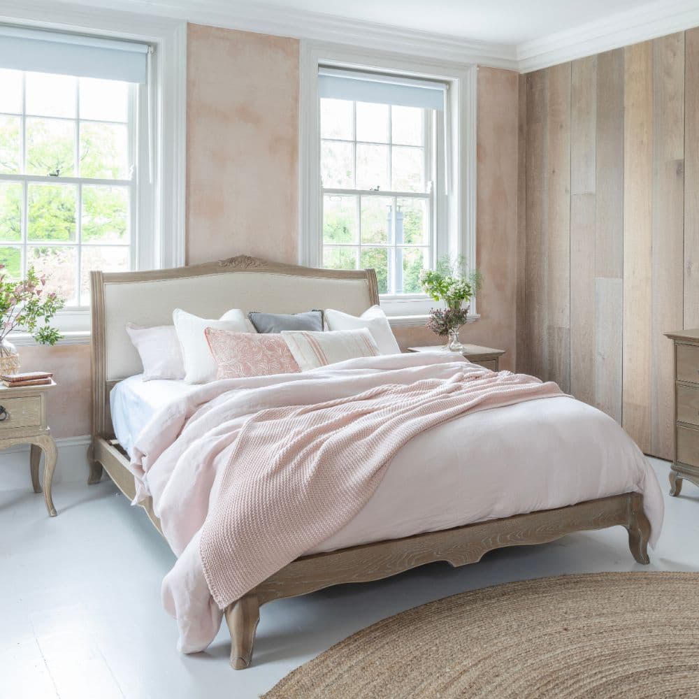 Oak clearance upholstered bed