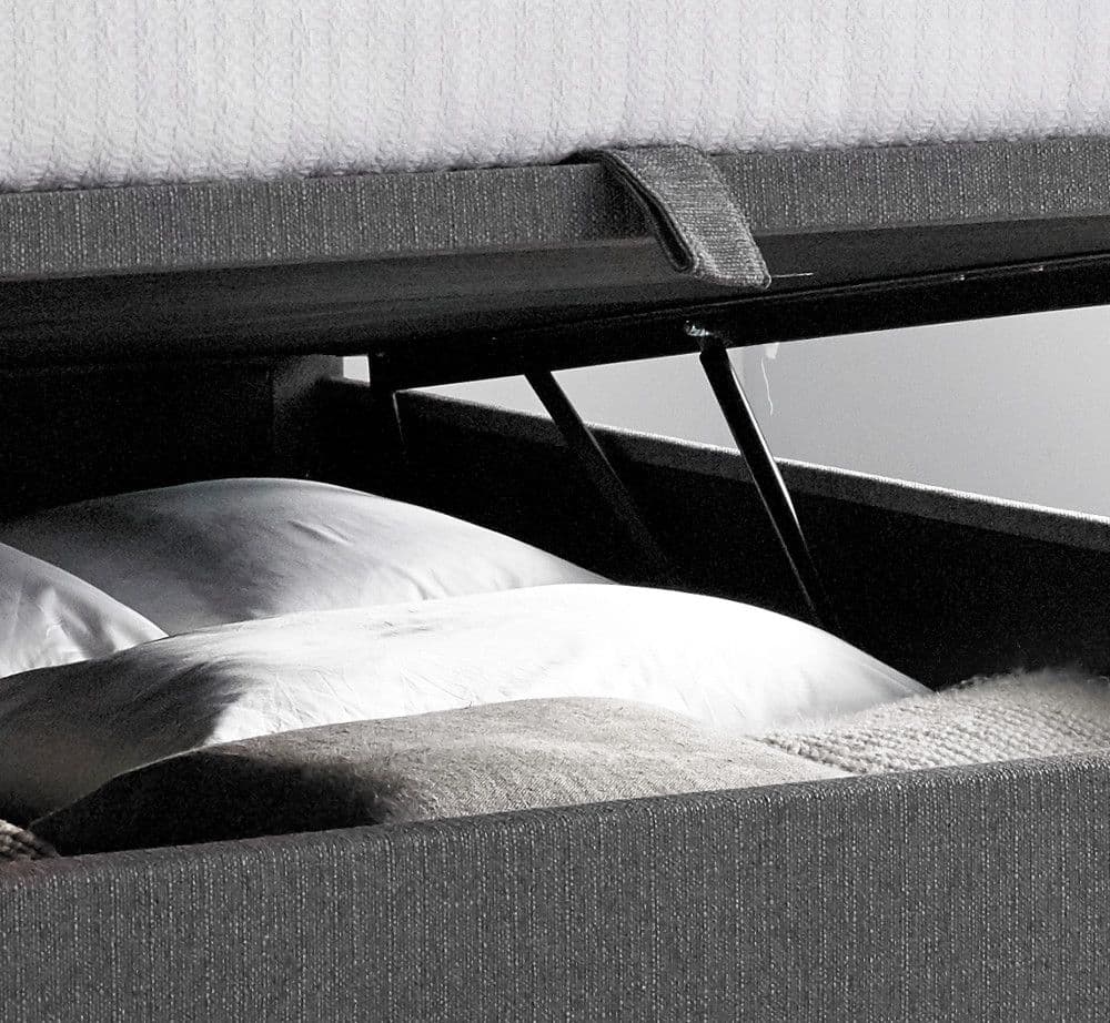 Yorkie Grey Fabric Ottoman Bed Happy Beds