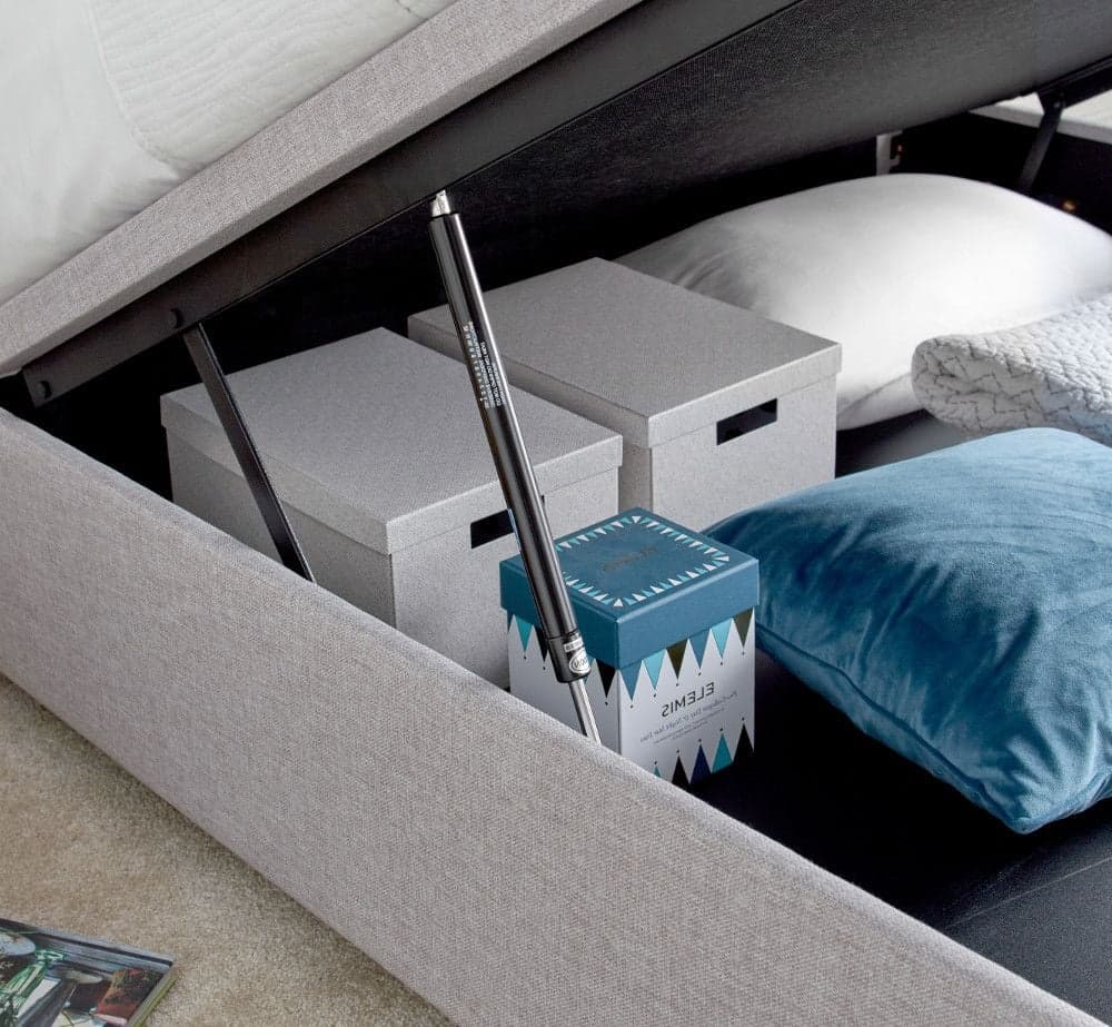 Yorkie Light Grey Fabric Ottoman Bed Happy Beds