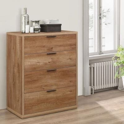 Stockwell Rustic Oak Wooden 4 Drawer Chest