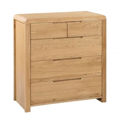 Curve Oak 3+2 Drawer Wooden Chest