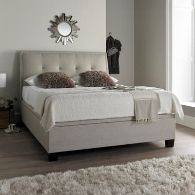 Accent Oatmeal Fabric Ottoman Storage Bed